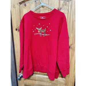 JUST MY SIZE Christmas Sweatshirt Reindeer w/ Bells Glitter Ugly Sweater Size 3x